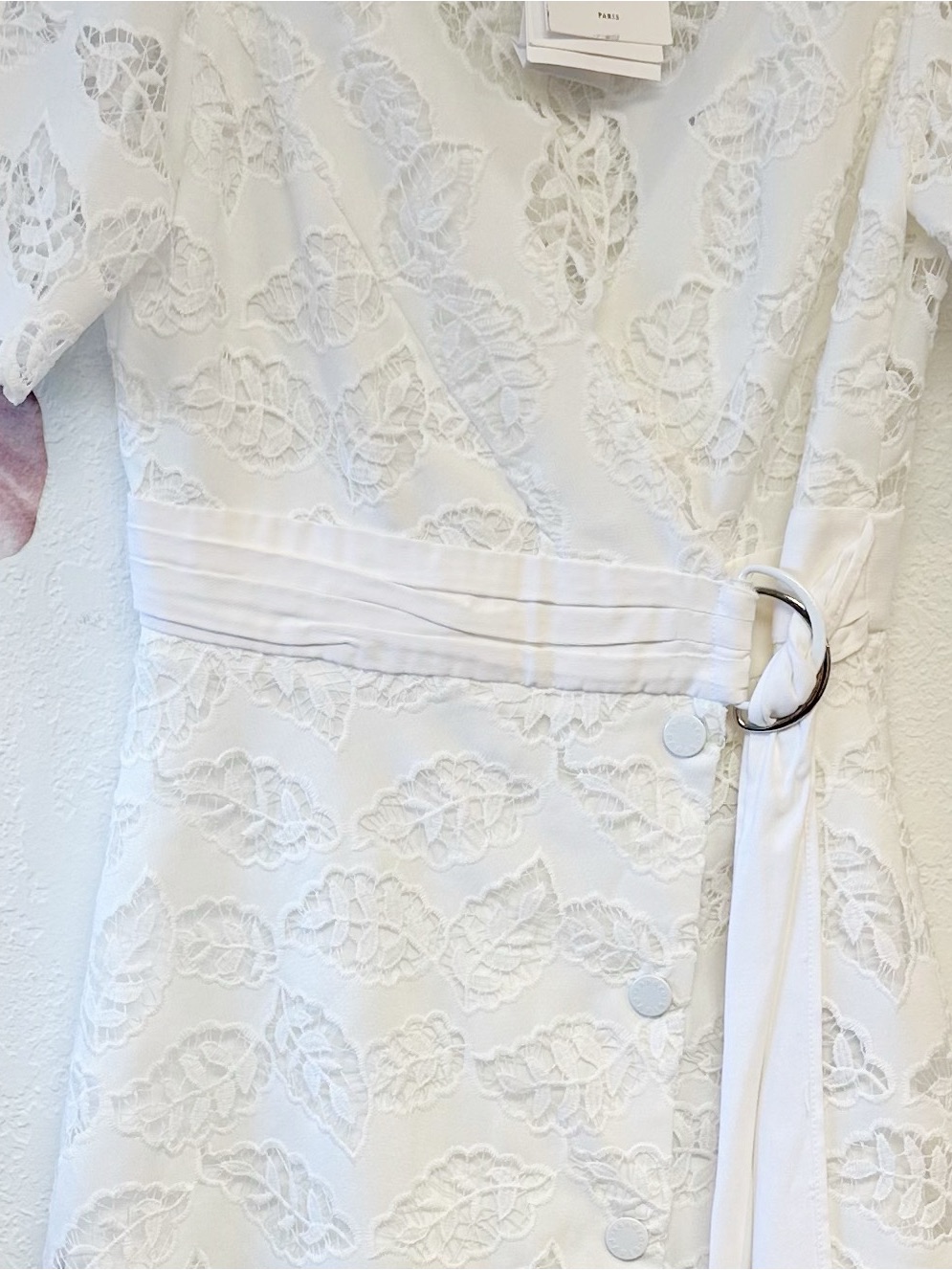 Sandro White Lace Mini Broderie Anglaise Wrap Around Dress New With Tags Size 36 — image 6 of 8